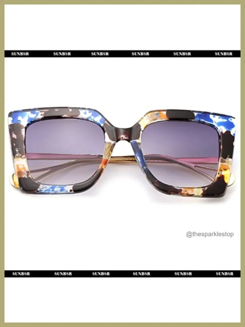 Oversized Square Cat Eye Sunglasses for Women UV400 Protection with Metal